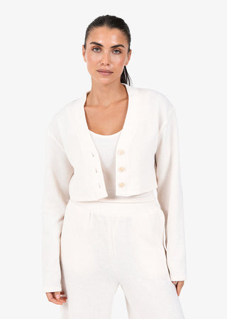 Women's Cropped Cardigan Oatmeal