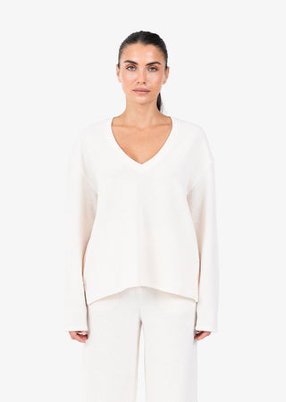 Women's V-Neck Top Oatmeal