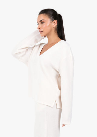 Women's V-Neck Top Oatmeal