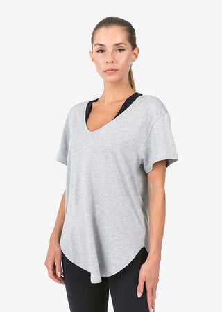 Women's Reversible Slouch Tee Grey Marl