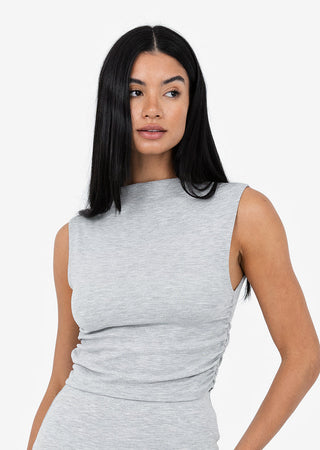 Women's Ruched Top Grey Marl