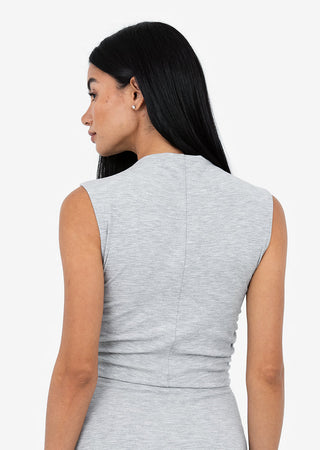 Women's Ruched Top Grey Marl