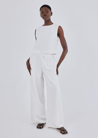 Women Linen Relaxed Pant Ivory
