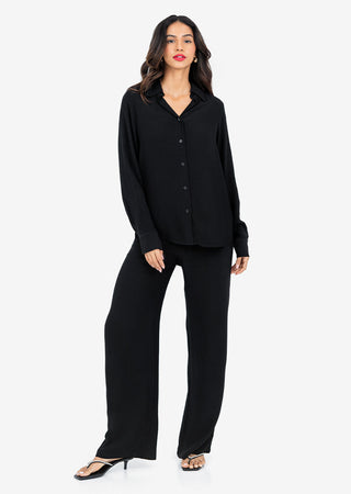 Women's Split Hem Shirt Black