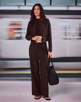 Women's Wide Leg Pants Dark Cocoa