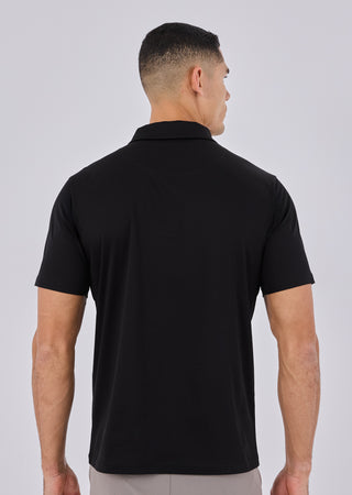 Mens Mercerised Half Zip Polo Black