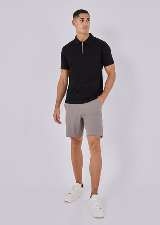 Mens Mercerised Half Zip Polo Black