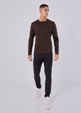 Mens Mercerised Long Sleeve Coffee