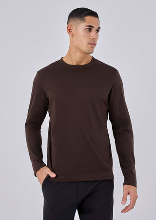 Mens Mercerised Long Sleeve Coffee