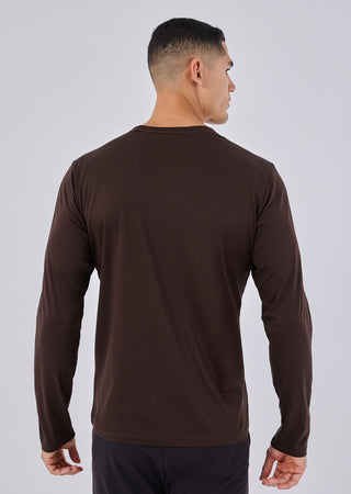 Mens Mercerised Long Sleeve Coffee