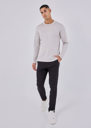 Mens Mercerised Long Sleeve Stone