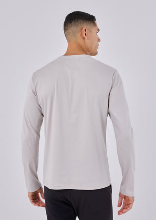 Mens Mercerised Long Sleeve Stone