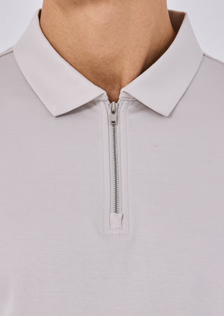 Mens Mercerised Half Zip Polo Stone