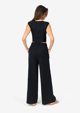 L'COUTURE Bottoms All-Around Lounge Wide Leg Trouser Black