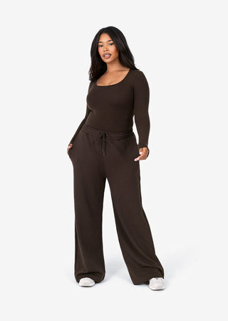 L'COUTURE Bottoms All-Around Lounge Wide Leg Trouser Coffee