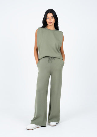 L'COUTURE Bottoms All-Around Lounge Wide Leg Trouser Khaki