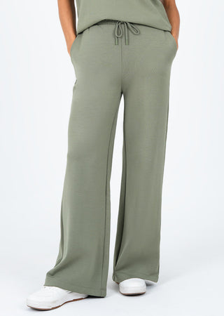 L'COUTURE Bottoms All-Around Lounge Wide Leg Trouser Khaki