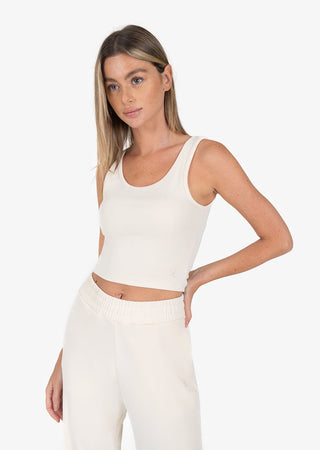 L'COUTURE Cloudsoft Rib Lounge Tank Cream