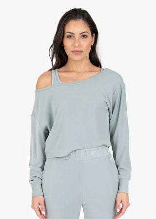 L'COUTURE Cloudsoft Rib Off the Shoulder Top Sage