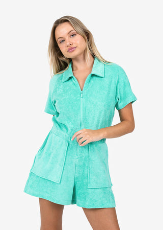 L'COUTURE Club LC Terry Drawcord Romper Mint