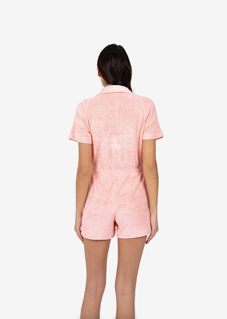 L'COUTURE Club LC Terry Drawcord Romper Peach