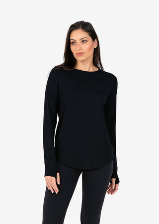 L'COUTURE Long Sleeve Tops Elevate Aloe Long Sleeve Top Black