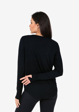 L'COUTURE Long Sleeve Tops Elevate Aloe Long Sleeve Top Black