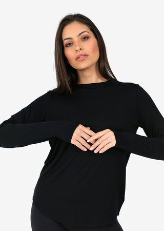 L'COUTURE Long Sleeve Tops Elevate Aloe Long Sleeve Top Black