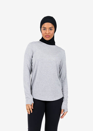 L'COUTURE Long Sleeve Tops Elevate Aloe Long Sleeve Top Grey Marl