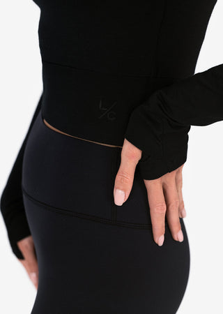 Women's Cropped Long-Sleeve Top Black