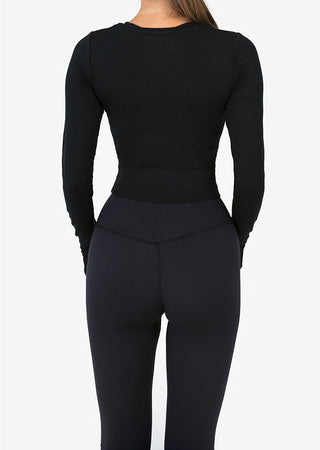 Women's Cropped Long-Sleeve Top Black