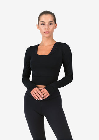 Women's Cropped Long-Sleeve Top Black