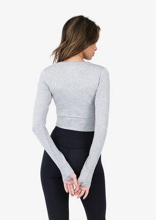 Women's Cropped Long-Sleeve Top Grey Marl