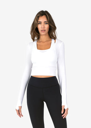 Women's Cropped Long-Sleeve Top White