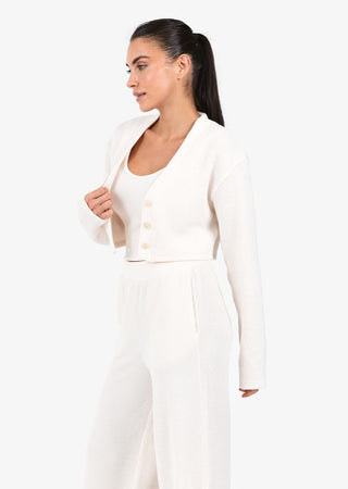 Women's Cropped Cardigan Oatmeal
