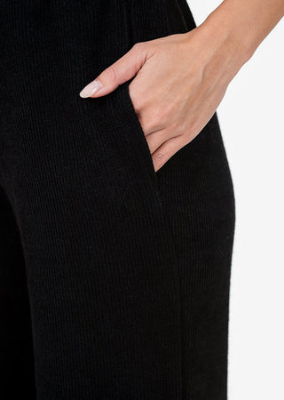 L'COUTURE Rib Knit Lounge Palazzo Pant Black