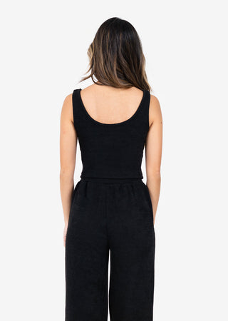 L'COUTURE Rib Knit Lounge Palazzo Pant Black