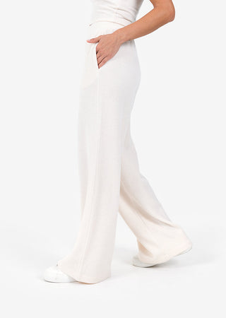 L'COUTURE Rib Knit Lounge Palazzo Pant Oatmeal