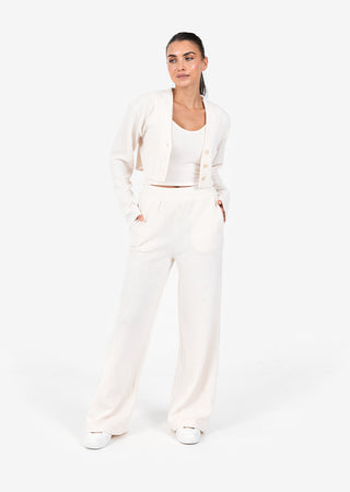 L'COUTURE Rib Knit Lounge Palazzo Pant Oatmeal