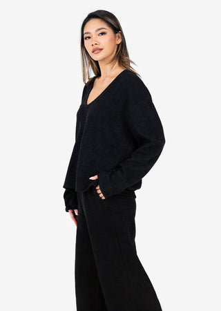 Women's V-Neck Top Black