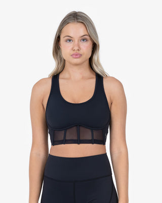 L'COUTURE Sports Bras Glide Active Mesh Corset Bra Black