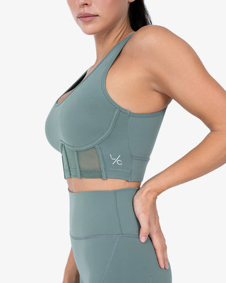 L'COUTURE Sports Bras Glide Active Mesh Corset Bra Forest Green