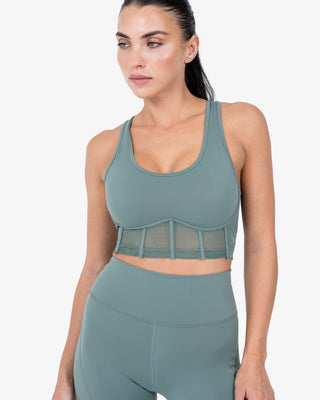 L'COUTURE Sports Bras Glide Active Mesh Corset Bra Forest Green