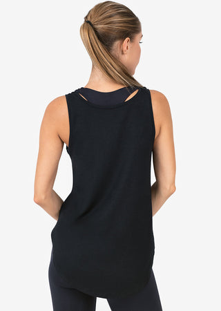 Women's Reversible Long Tank Black