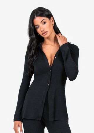 LC Airjet Rib Longline Cardigan Black