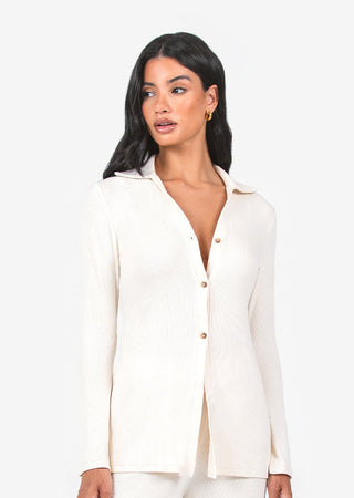 LC Airjet Rib Longline Cardigan Eggnog