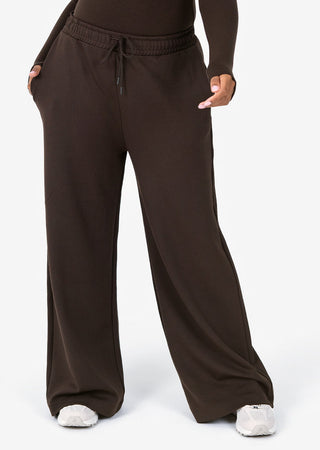 Women's Wide Leg Trouser Short Length Coffee