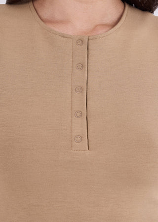 Women's Button Up Top Camel