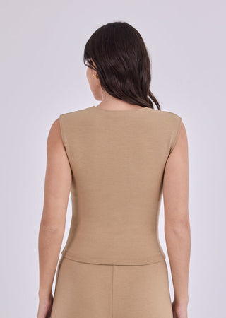 Women's Button Up Top Camel