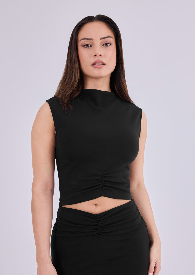 Women's Front Gather Top Black – LC USA